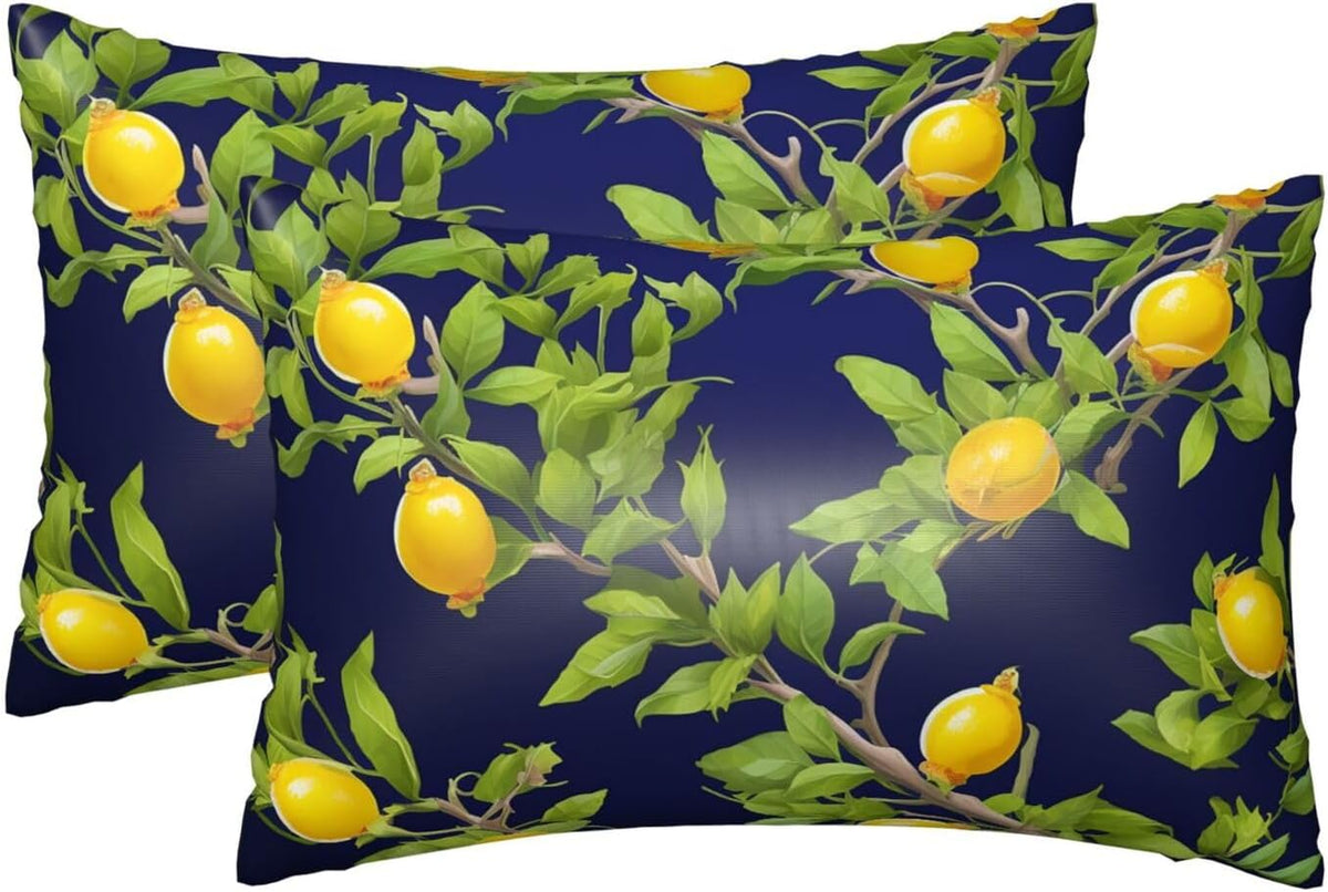 Lemon Tree Satin Pillowcase with Zipper for Hair & Skin,Cooling Silk Pillow Cases, Soft Breathable Smooth Silk Pillow Covers for Sleeping,Gifts for Women Men 20"x30"
