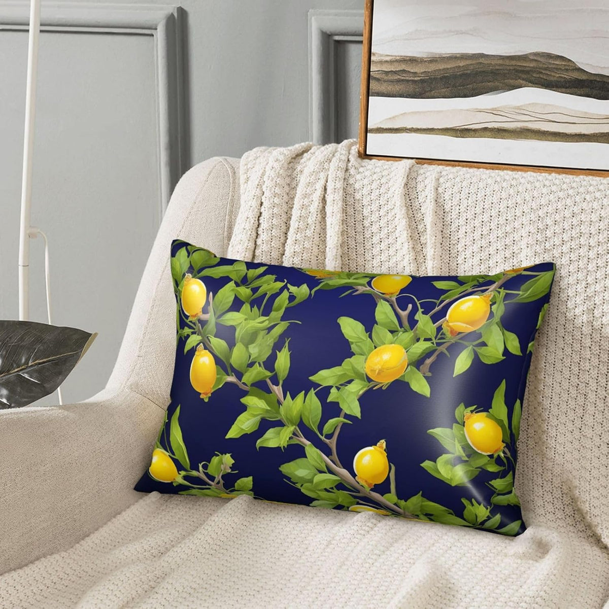 Lemon Tree Satin Pillowcase with Zipper for Hair & Skin,Cooling Silk Pillow Cases, Soft Breathable Smooth Silk Pillow Covers for Sleeping,Gifts for Women Men 20"x30"