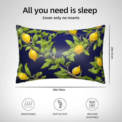 Lemon Tree Satin Pillowcase with Zipper for Hair & Skin,Cooling Silk Pillow Cases, Soft Breathable Smooth Silk Pillow Covers for Sleeping,Gifts for Women Men 20"x30"