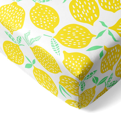 Mini Crib Sheet for Toddler Bed, Lemon