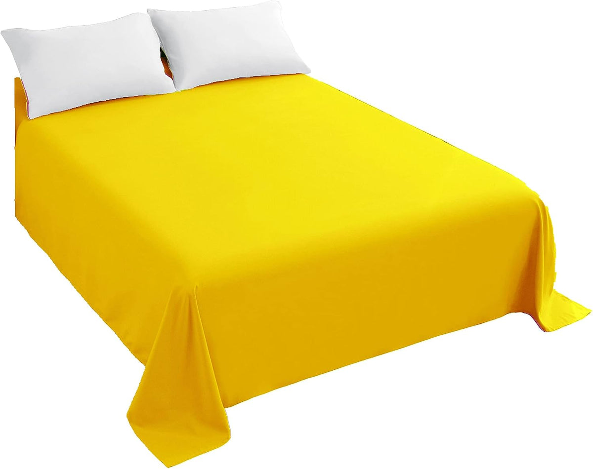 Flat Sheet Single,1 Pack Solid Flat Sheet Smooth Touch Hotel Quality (Twin, Yellow)