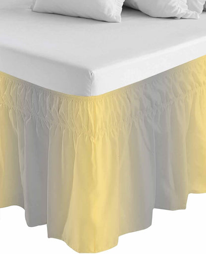 Ruffle Wrap Around Bed Skirts for Queen Beds 16" Drop Ombre Abstract Gradient Lemon Yellow and Gray Adjustable Elastic Ruffled Bed Skirt Pleated Luxury Dust Ruffles