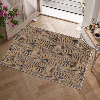 Abstract Art Element Non-Slip Area Rug – Soft Low Pile Modern Pattern,Machine Washable Indoor Rug for Living Room, Bedroom, Entryway – Easy Clean Decorative Home Rug Yellow