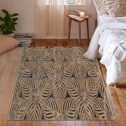 Abstract Art Element Non-Slip Area Rug – Soft Low Pile Modern Pattern,Machine Washable Indoor Rug for Living Room, Bedroom, Entryway – Easy Clean Decorative Home Rug Yellow