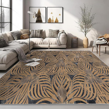 Abstract Art Element Non-Slip Area Rug – Soft Low Pile Modern Pattern,Machine Washable Indoor Rug for Living Room, Bedroom, Entryway – Easy Clean Decorative Home Rug Yellow