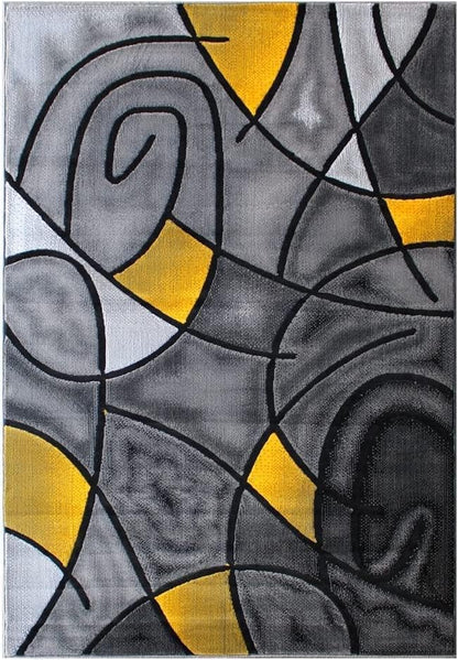 YHSF Modern Contemporary Area Rug, 5 Feet x 7 Feet - Yellow
