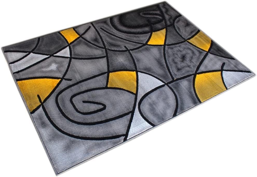 YHSF Modern Contemporary Area Rug, 5 Feet x 7 Feet - Yellow