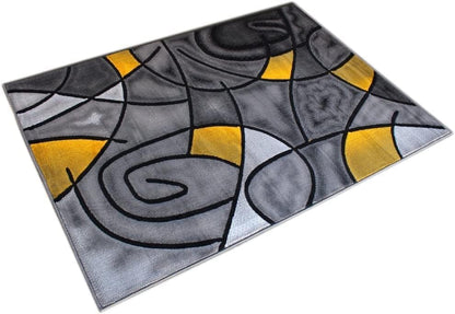YHSF Modern Contemporary Area Rug, 5 Feet x 7 Feet - Yellow