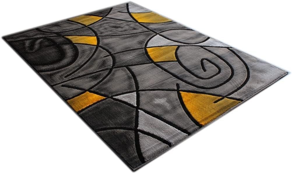 YHSF Modern Contemporary Area Rug, 5 Feet x 7 Feet - Yellow