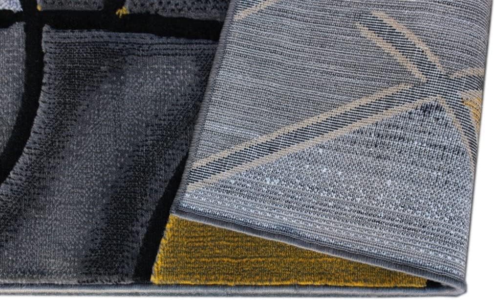 YHSF Modern Contemporary Area Rug, 5 Feet x 7 Feet - Yellow