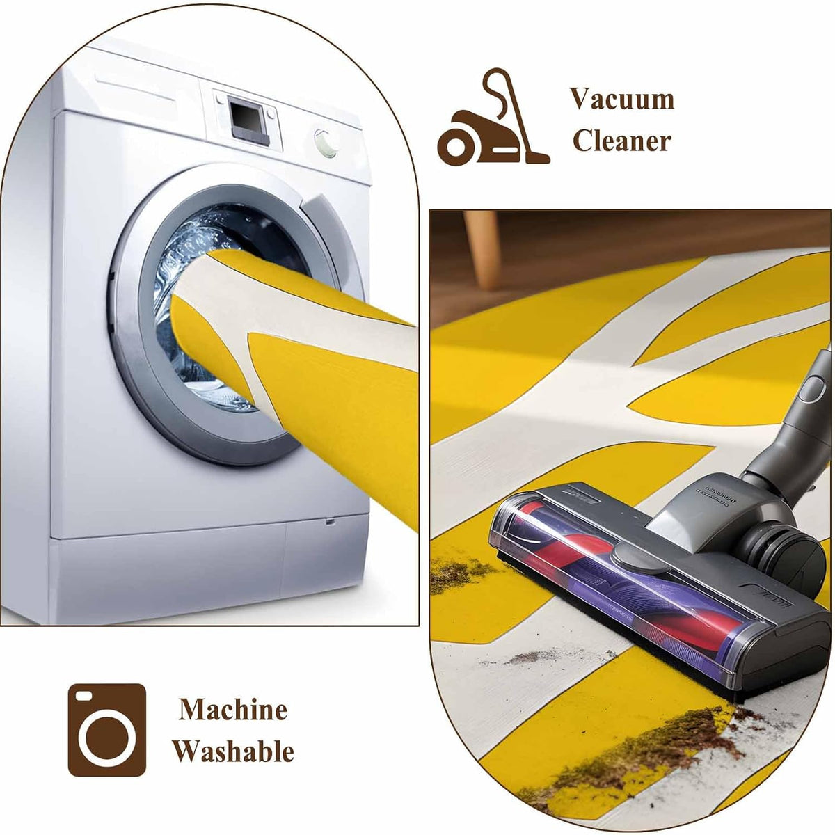 Abstract 5'x7' Area Rugs, Modernism Yellow Color Block Line Pattern Washable Area Rugs Non-Slip Indoor Floor Mats Carpet for Living Room Bedroom Dining Room