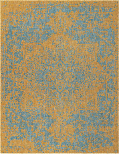 Jill Zarin Jill Zarin Outdoor Collection Area Rug - Dubai (7' 10" x 10' Rectangle, Yellow and Aqua/Light Blue)