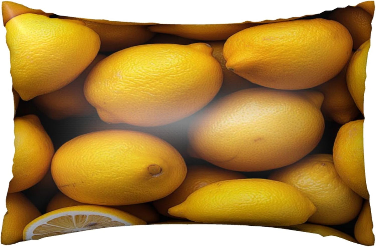 Yellow Lemons Satin Pillowcase with Zipper Queen Size Pillow Cover 20"x30" Silk Pillow Case for Hair and Skin Cooling Pillowcase