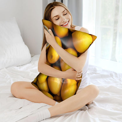 Yellow Lemons Satin Pillowcase with Zipper Queen Size Pillow Cover 20"x30" Silk Pillow Case for Hair and Skin Cooling Pillowcase