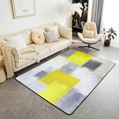 Yellow Abstract Area Rug 3x5 Modern Art Living Room Rugs for Bedroom Minimalist Decor Carpet Soft Lightweight Polyester Bedroom Decor