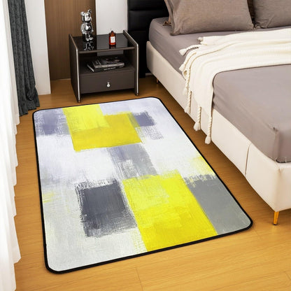 Yellow Abstract Area Rug 3x5 Modern Art Living Room Rugs for Bedroom Minimalist Decor Carpet Soft Lightweight Polyester Bedroom Decor