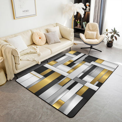 Abstract Art Golden Area Rug Living Room 5x7 Non Slip