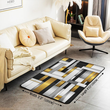 Abstract Art Golden Area Rug Living Room 5x7 Non Slip