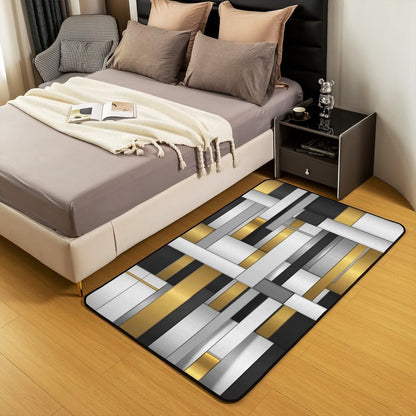 Abstract Art Golden Area Rug Living Room 5x7 Non Slip