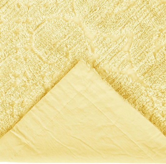 100% Cotton Tufted Chenille Bedspread Pillow Sham Medallion Pattern Soft Plush Cozy Feel | Standard Shams Size All Seasons Lemon Yellow Color Aesthetic Bedding Washable Western Farmhouse Look