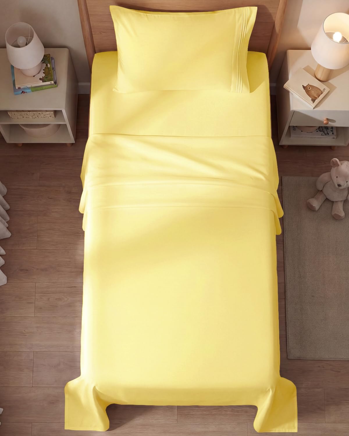 Twin Size 3 Piece Sheet Set - Comfy Breathable & Cooling Sheets - Yellow