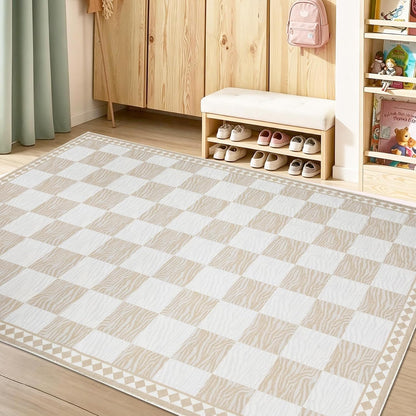 Checkered Rug 3.3x5Ft Zebra Stripe Hallway Entryway Entrance Carpet