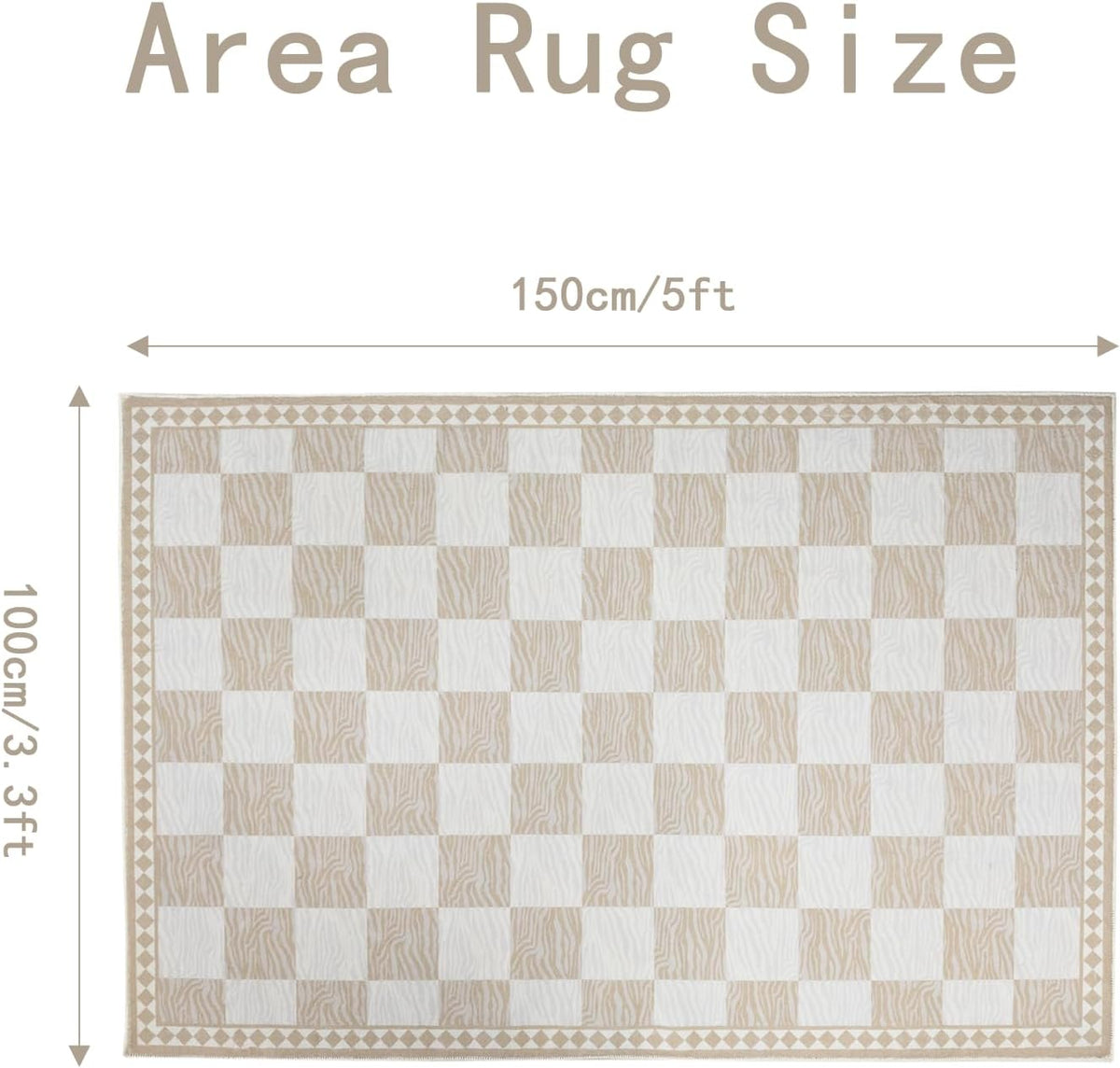 Checkered Rug 3.3x5Ft Zebra Stripe Hallway Entryway Entrance Carpet