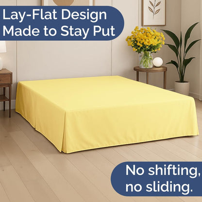 Pleated Bed Skirt Queen Size - 3 Sided Pleated Bed Skirt - 12 Inch, Yellow