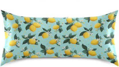 Satin Pillowcase 1 Pack Lemon Yellow Citrus Fruits (28) Similar to Silk Pillow Cases, 20" x 26" Soft Smooth Breathable Cool Pillow Cover for Hair and Skin, Standard Size