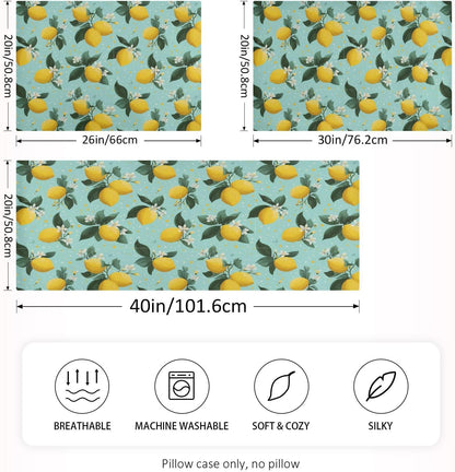 Satin Pillowcase 1 Pack Lemon Yellow Citrus Fruits (28) Similar to Silk Pillow Cases, 20" x 26" Soft Smooth Breathable Cool Pillow Cover for Hair and Skin, Standard Size