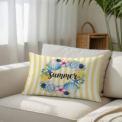 Summer Pillow Covers Lemons Starfish Flower Stripes Yellow 20x26 Inch - Standard Soft Brushed Microfiber Pillowcases with Hidden Zipper Closure Bed Pillow Shams for Bedroom Sofa Car