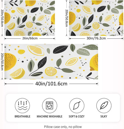 Yellow Lemons Satin Pillowcase for Hair and Skin Body Bedding Pillow Case Standard Size 20"X26" Decorative Pillows Cases with Envelope Closure for Pillow