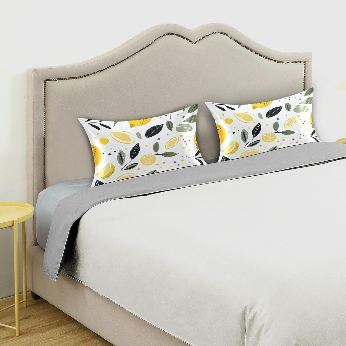 Yellow Lemons Satin Pillowcase for Hair and Skin Body Bedding Pillow Case Standard Size 20"X26" Decorative Pillows Cases with Envelope Closure for Pillow