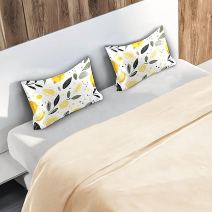Yellow Lemons Satin Pillowcase for Hair and Skin Body Bedding Pillow Case Standard Size 20"X26" Decorative Pillows Cases with Envelope Closure for Pillow
