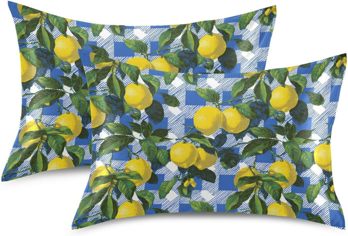 Satin Pillowcase 1 Pack Lemon Yellow Citrus Fruits (34) Similar to Silk Pillow Cases, 20" x 26" Soft Smooth Breathable Cool Pillow Cover for Hair and Skin, Standard Size