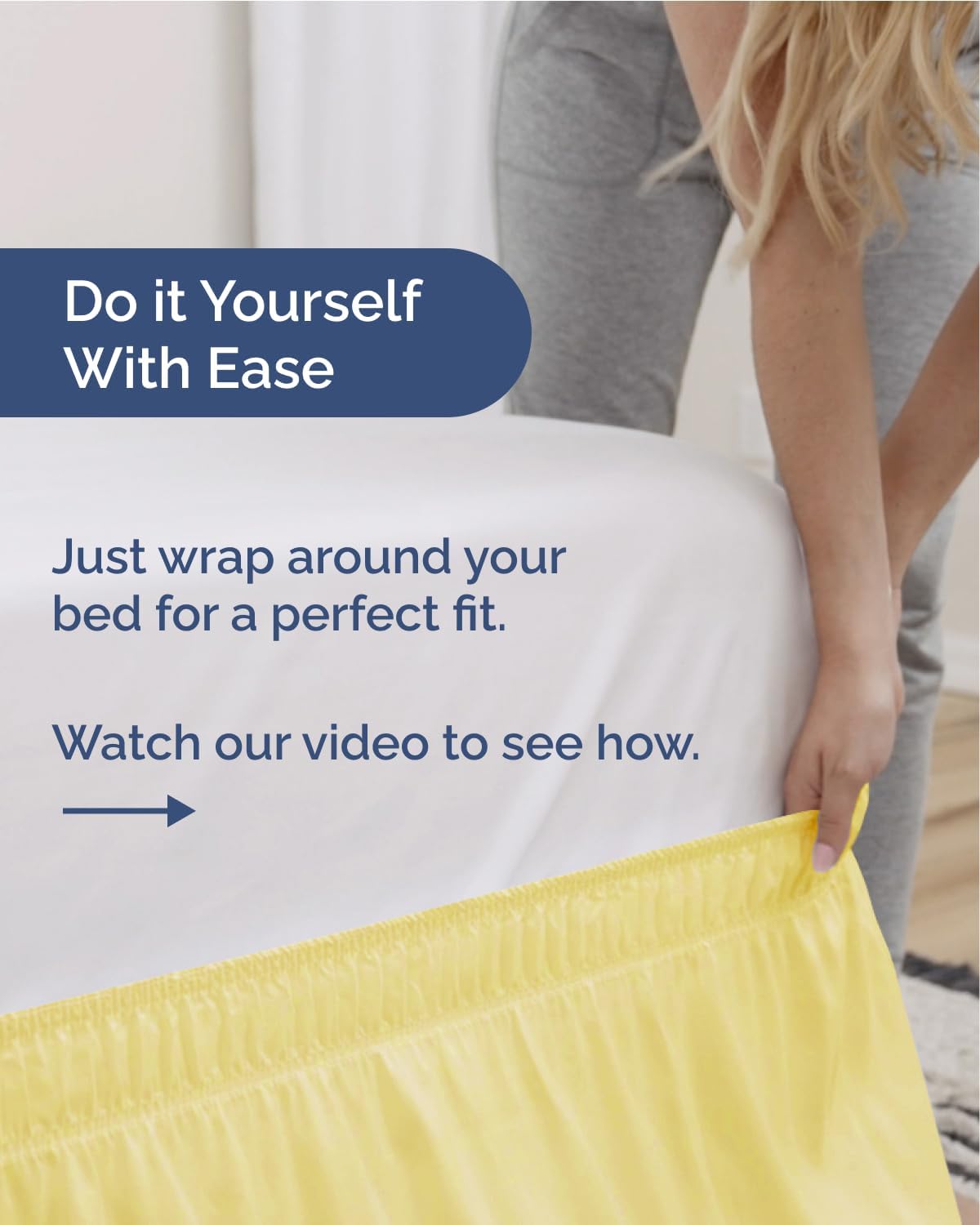 CGK Linens Wrap Around Dust Ruffle Bed Skirt - Full, 18" Yellow