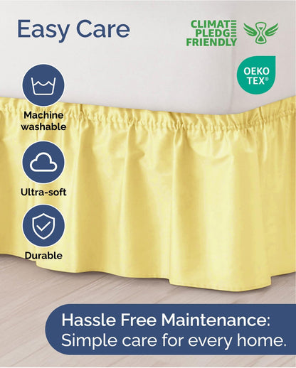 CGK Linens Wrap Around Dust Ruffle Bed Skirt - Full, 18" Yellow