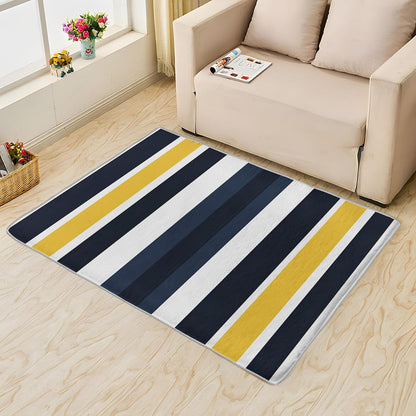 2x3 Striped Throw Rug, Yellow and Navy Blue Stripes Area Rugs for Entryway Living Room Bedroom, Minimalist Home Decor Carpet - Washable Indoor Door Mat, Non Slip Pet Friendly