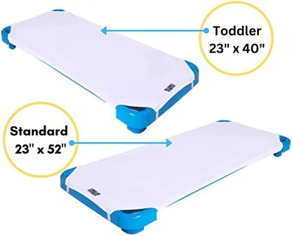 Standard Kids Cot Sheet for Stackable Cots for Preschool Daycare & Child Care - Corner Elastic Loops - Cot Bed Fitted Sheet - Nap Fitted Sheet for Kids - Cotton Surface Pack of 4 (23" x 52", Yellow)