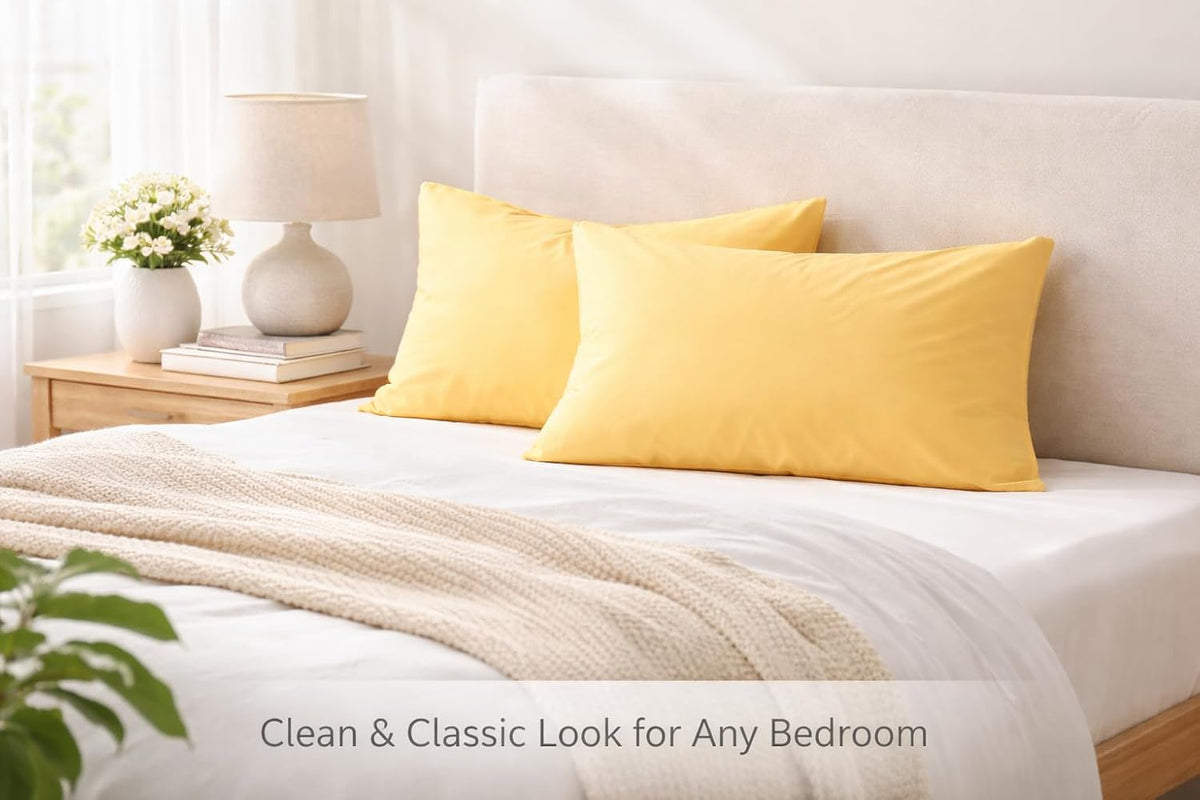 Standard Microfiber Pillowcases Set of 2, 20"x30" (Yellow)