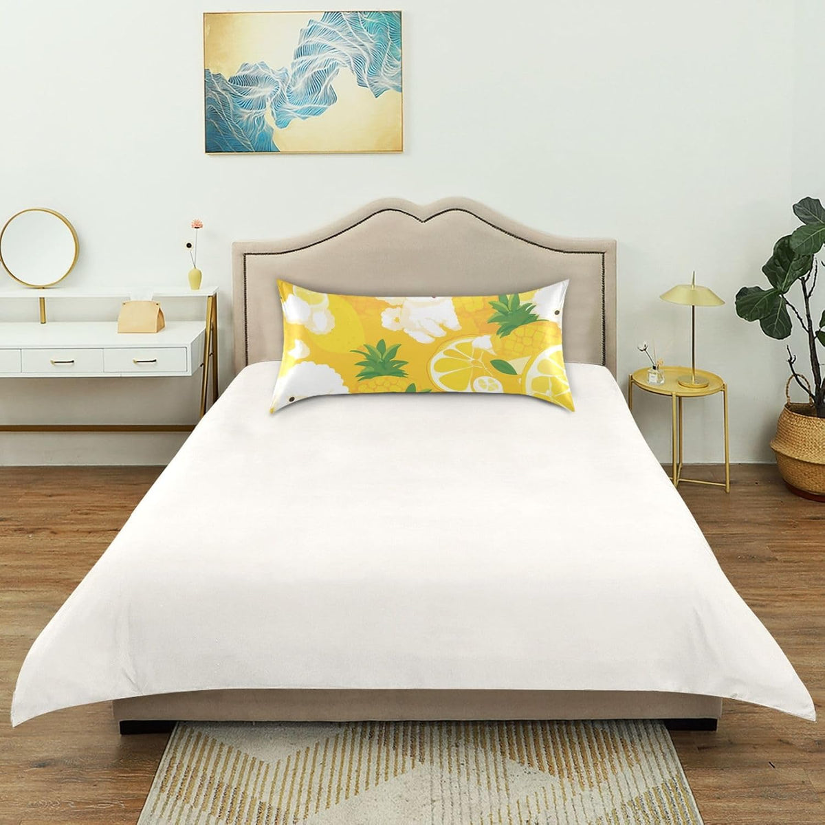 Satin Pillowcase 1 Pack Pillow Case with Envelope Closure Standard Size Pillow Cover 26 x 20 Inch Soft Breathable Poodle and Lemon Yellow