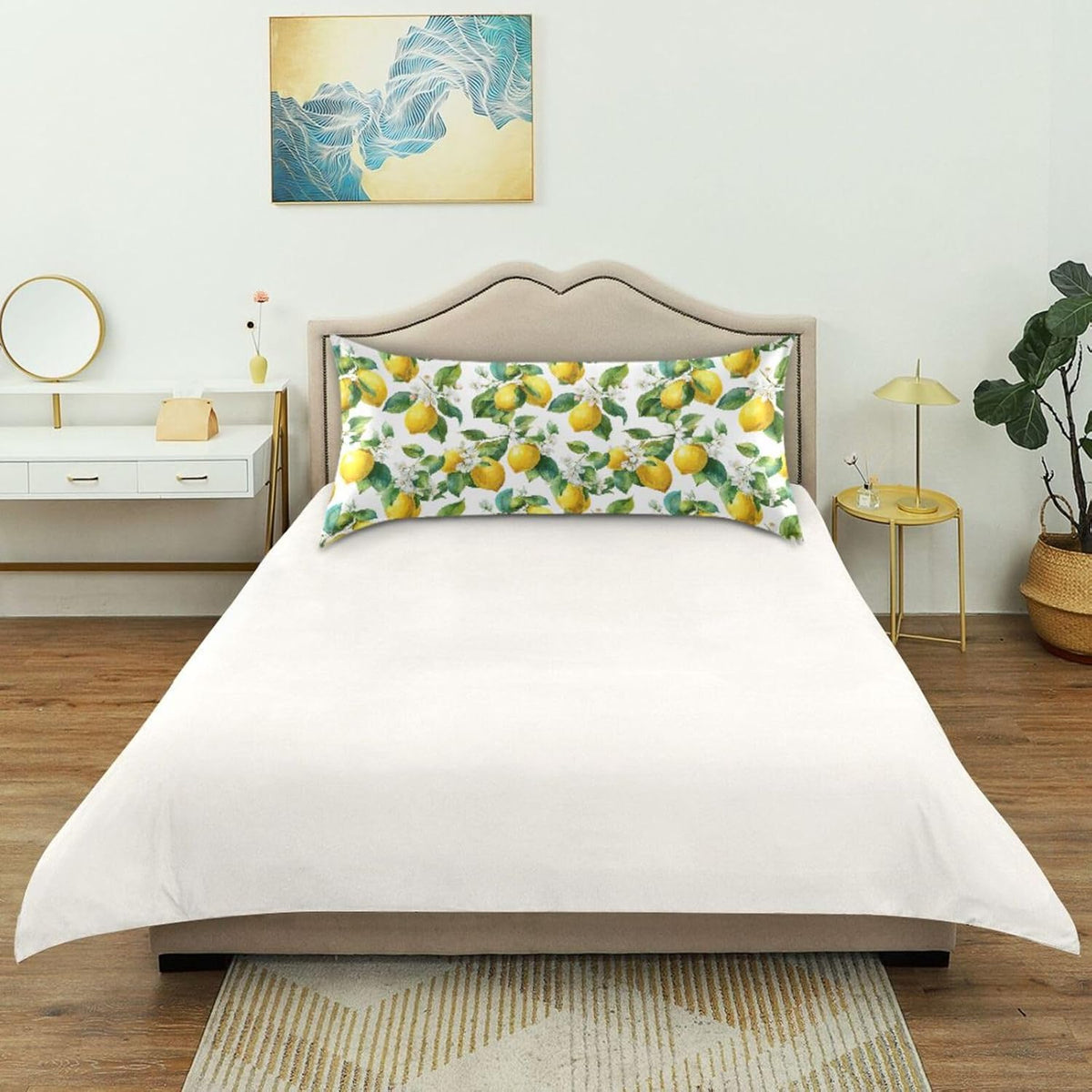 Satin Pillowcase 1 Pack Lemon Yellow Citrus Fruits (13) Similar to Silk Pillow Cases, 20" x 26" Soft Smooth Breathable Cool Pillow Cover for Hair and Skin, Standard Size