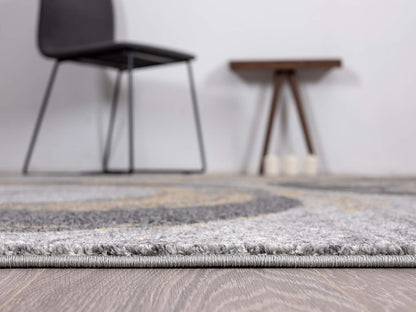 Yellow & Grey Bold Splatter Ring Contemporary 5'3" x 7'6" Area Rug - Laguna Collection Modern Style Accent Rug Rugs