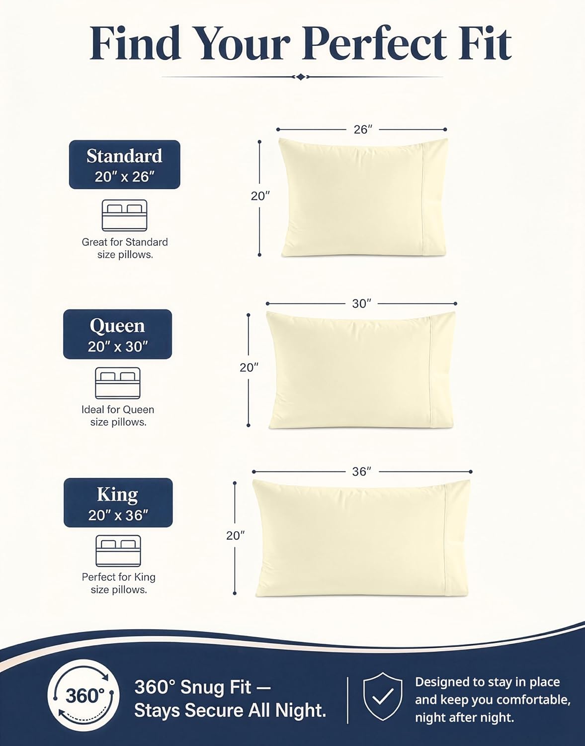 100% Organic Cotton King Size Pillow Cases Set of 2 (20''x36'') Pure Organic Cotton Pillowcases Light Yellow