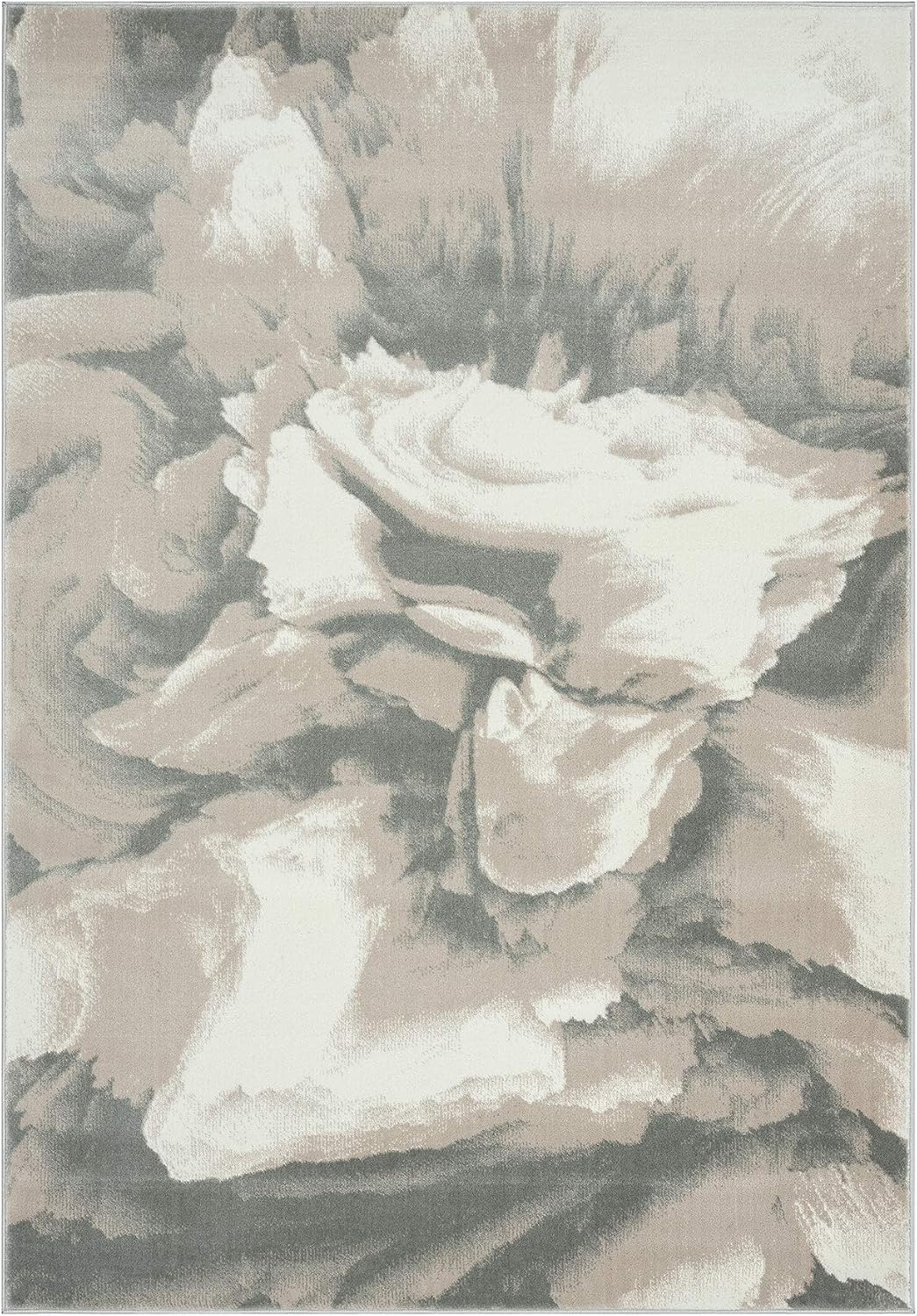 Rugs Modern 4' x 6' Neutral Beige & Cream Swirl Area Rug - Contemporary Geometric 3D Bedroom Rug