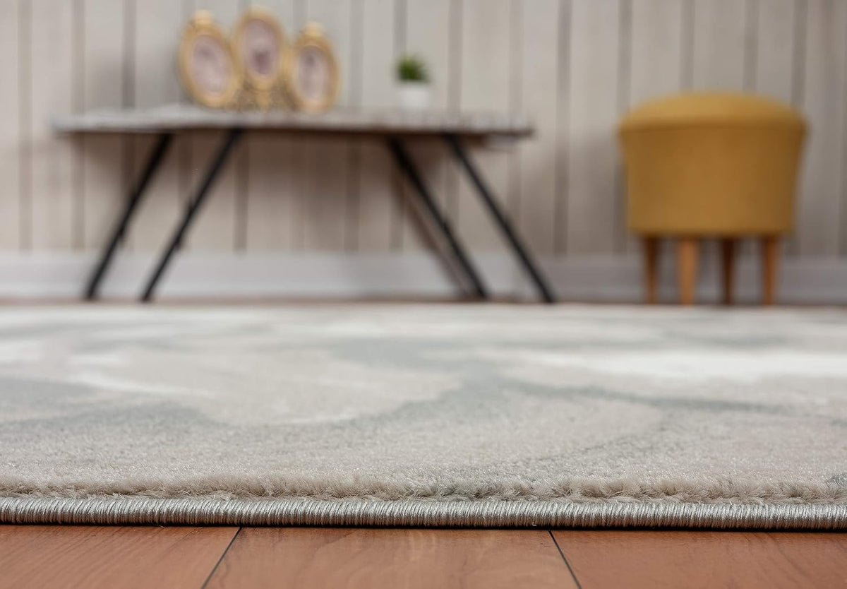 Rugs Modern 4' x 6' Neutral Beige & Cream Swirl Area Rug - Contemporary Geometric 3D Bedroom Rug
