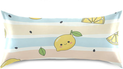 Yellow Lemons Satin Pillowcase for Hair and Skin, Soft Breathable Pillow Case Anti-Wrinkle Cooling Silk Pillow Cover with Envelope Closure for Bedroom, Standard 20 x 26 Inches
