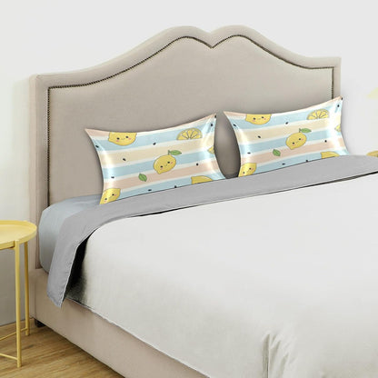 Yellow Lemons Satin Pillowcase for Hair and Skin, Soft Breathable Pillow Case Anti-Wrinkle Cooling Silk Pillow Cover with Envelope Closure for Bedroom, Standard 20 x 26 Inches