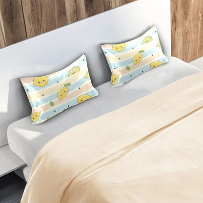 Yellow Lemons Satin Pillowcase for Hair and Skin, Soft Breathable Pillow Case Anti-Wrinkle Cooling Silk Pillow Cover with Envelope Closure for Bedroom, Standard 20 x 26 Inches