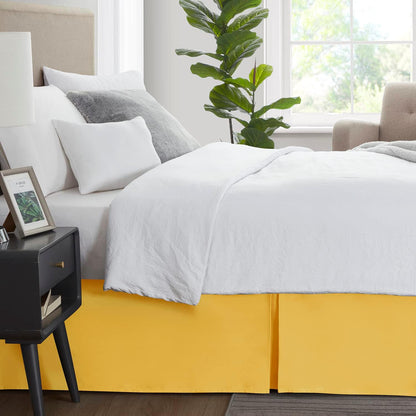 Yellow Bed Skirt Cal King Size - Cal King Bed Skirt 14 Inch Drop - Brushed Microfiber Bed Skirts - Hotel Quality Pleated Bed Skirt - Shrinkage & Fade Resistant